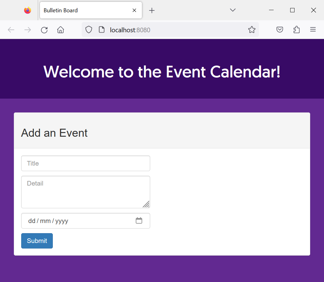 Local web app running in Node.js